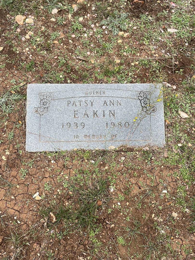 Patsy Ann Eakin's grave. Photo 1