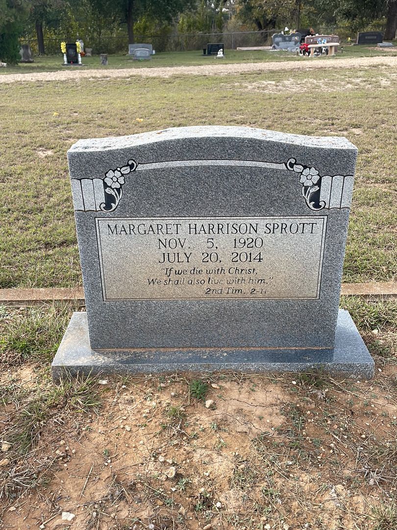 Margaret Harrison Sprott's grave. Photo 1