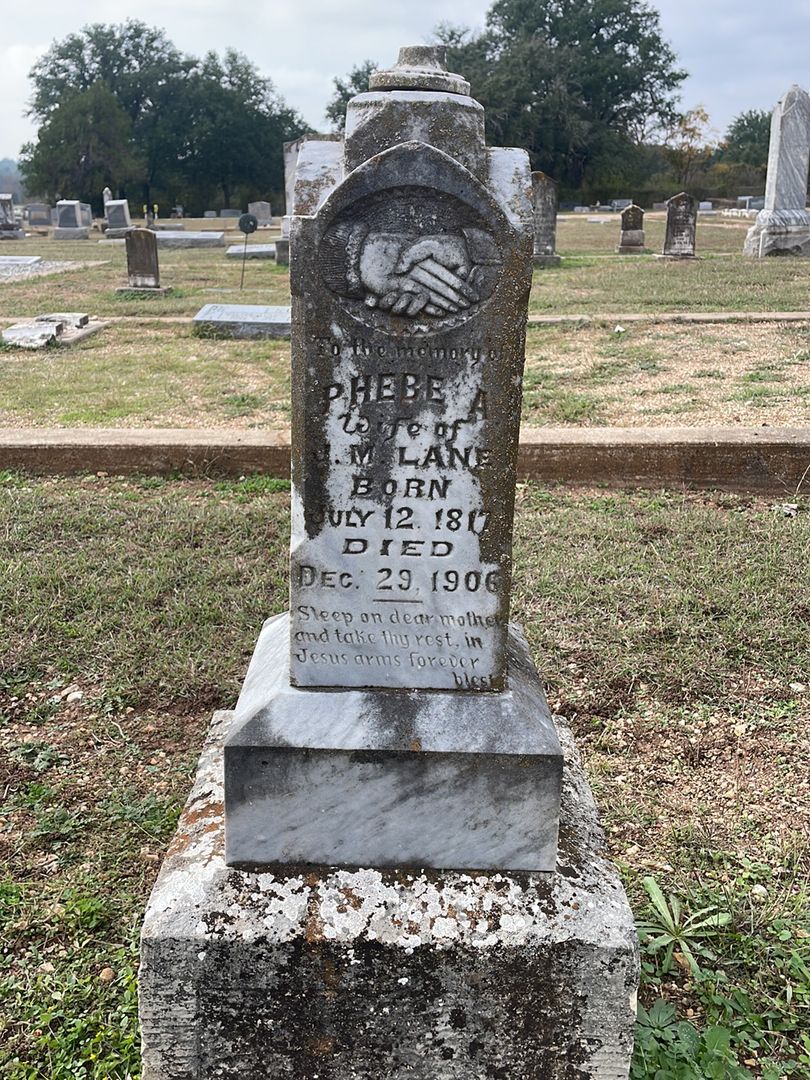 Phebe A. Lane's grave. Photo 1
