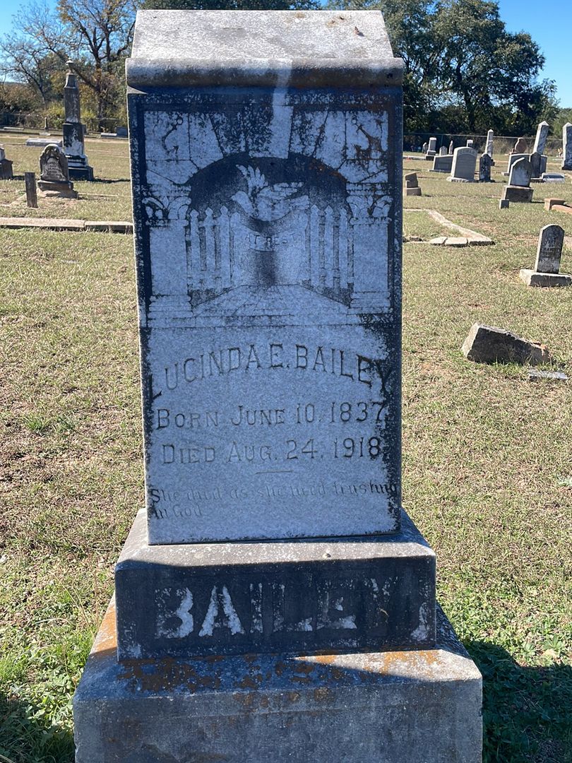 Lucinda E. Bailey's grave. Photo 1
